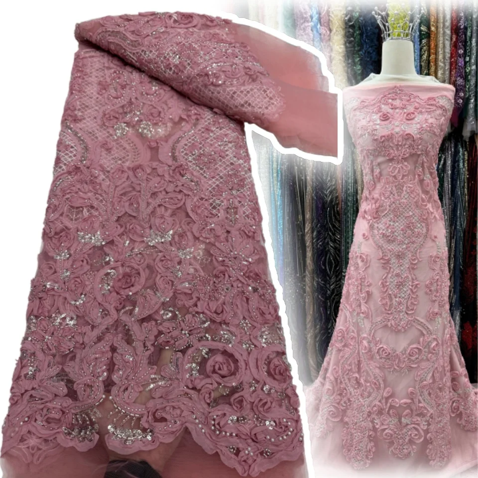 New Design 3D African Beaded Lace Fabric 2026 High-Quality French Sequin Tulle Lace Fabric for Nigerian Wedding Gown Sewing 2360
New Design 3D African Beaded Lace Fabric 2026 High-Quality French Sequin Tulle Lace Fabric for Nigerian Wedding Gown Sewing 2360