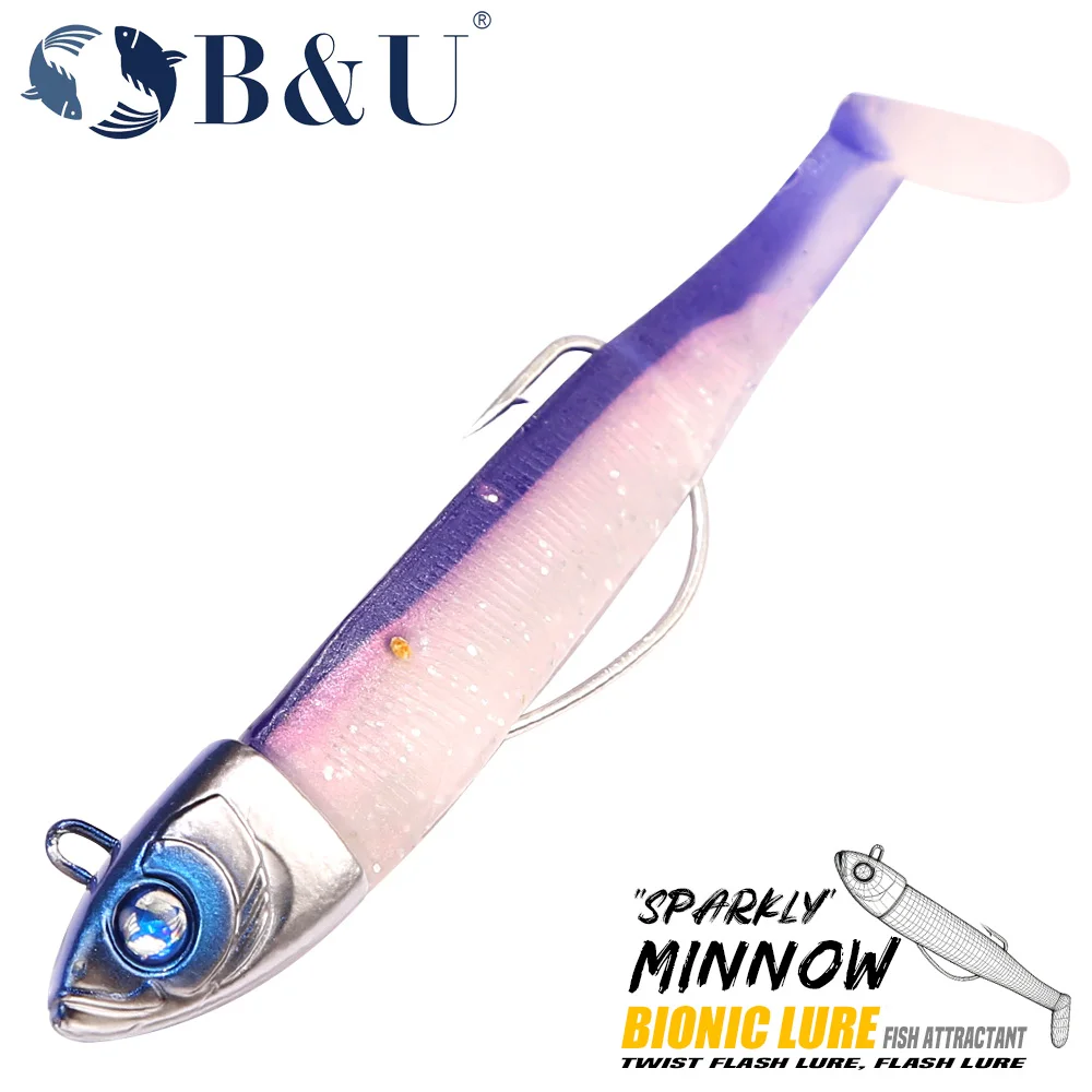 B&U Jighead Soft Fishing Lure, Bionic Swimbait with Fish Attractant & Treble Hooks, Saltwater Freshwater Lure for Bass, Pike
B&U Jighead Soft Fishing Lure, Bionic Swimbait with Fish Attractant & Treble Hooks, Saltwater Freshwater Lure for Bass, Pike