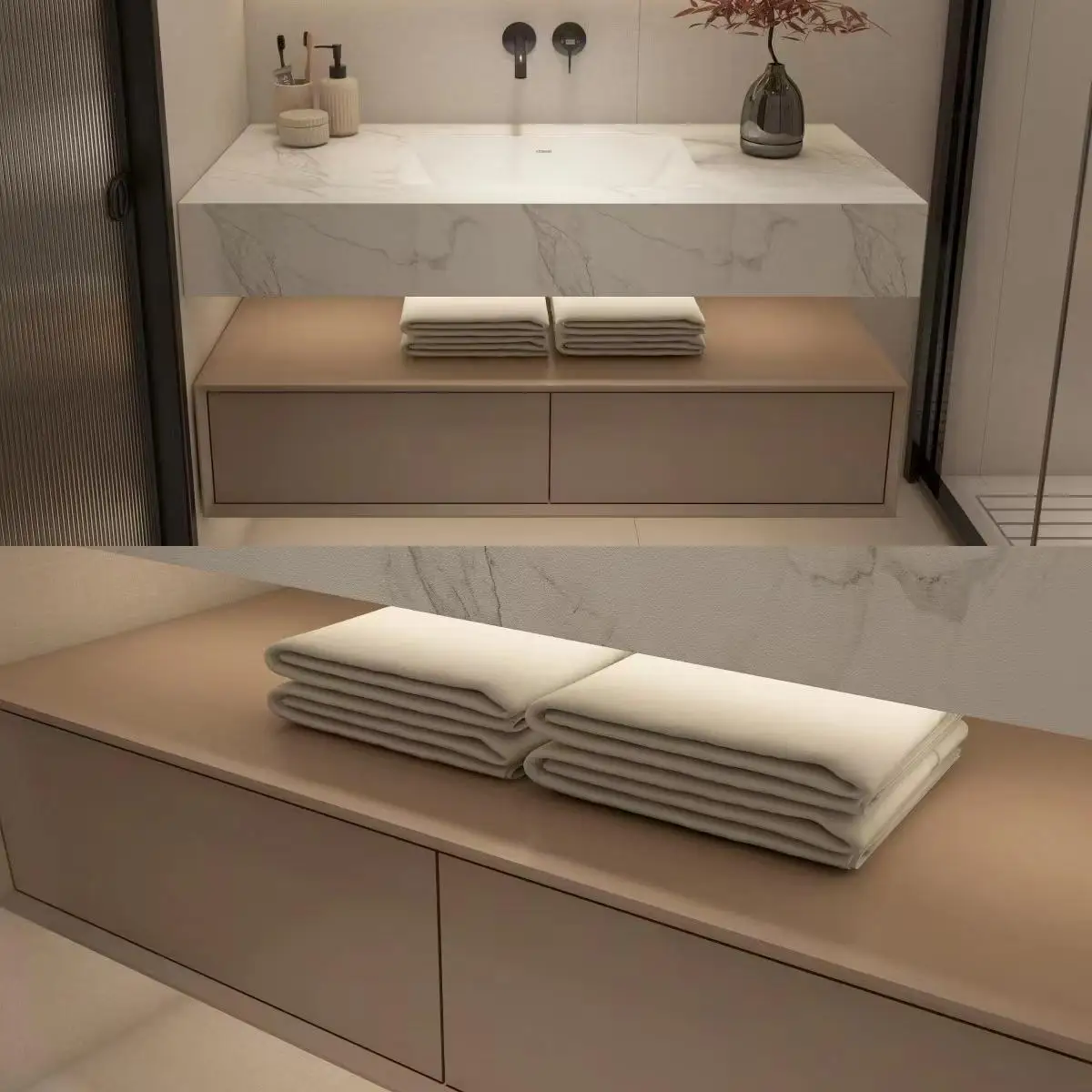 Modern Rock Slab Integrated Bathroom Cabinet Wood Hotel Furniture With Hand Washing Basin And Counter For Hotels
Modern Rock Slab Integrated Bathroom Cabinet Wood Hotel Furniture With Hand Washing Basin And Counter For Hotels