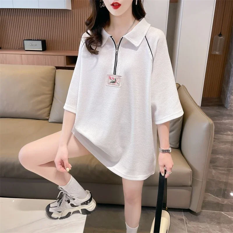 Woman Tshirt Summer Outfit Plain Polo Neck T Shirt for Women Women's Short Sleeve T-shirt Aesthetic Pulovers Synthetic Polyester
Woman Tshirt Summer Outfit Plain Polo Neck T Shirt for Women Women's Short Sleeve T-shirt Aesthetic Pulovers Synthetic Polyester