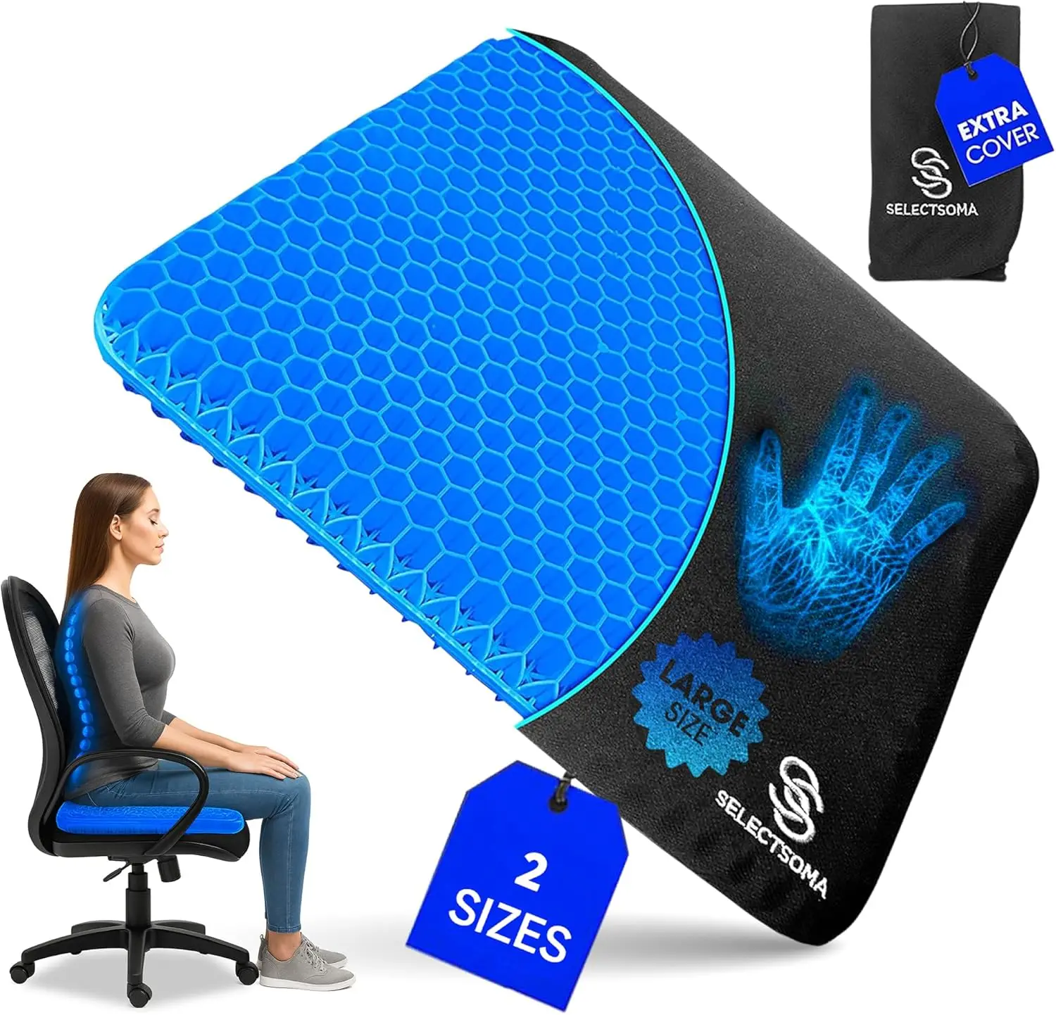 Large Gel Seat Cushion for Long Sitting - 18.5x17.5 Inches - Breathable Cooling Design with Pressure Relief for Office Chair
Large Gel Seat Cushion for Long Sitting - 18.5x17.5 Inches - Breathable Cooling Design with Pressure Relief for Office Chair