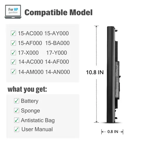 Substituir 807956 -001 hs03 hs04 bateria do portátil para todos os hp 14 15 notebook pc série 15-ay009dx 15-ba009dx 15-af131dx se encaixa no modelo de reposição