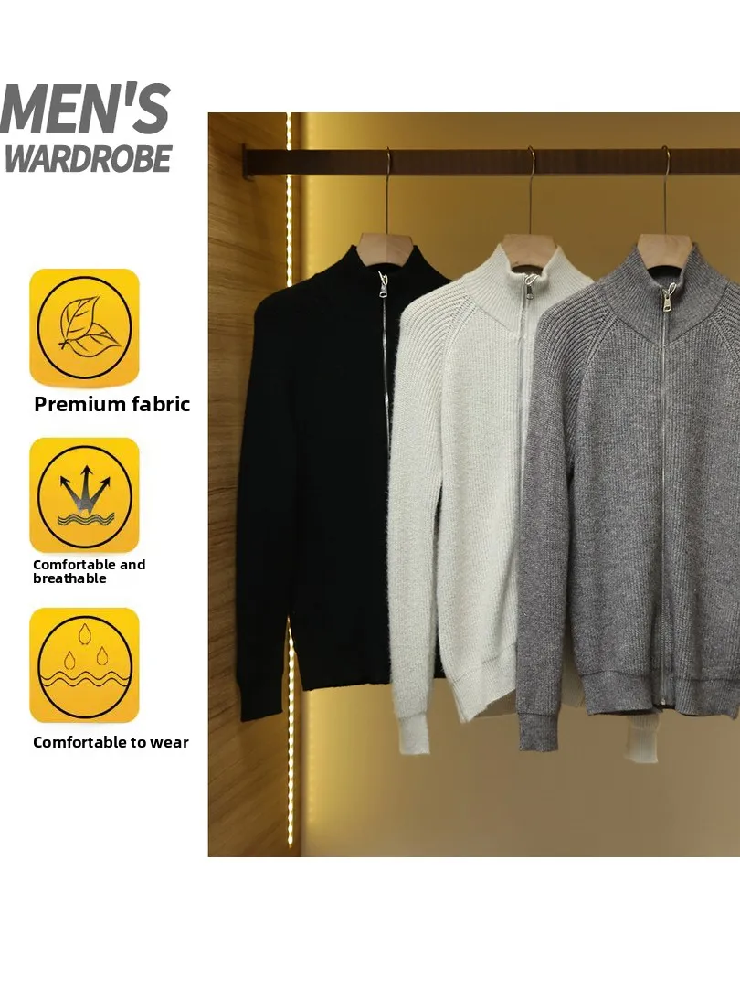 Briti Sle Men's Zipper Knitted Sweater Comfortable Breathable Stand Collar Cardigan Outerwear for Autumn And Winter
Briti Sle Men's Zipper Knitted Sweater Comfortable Breathable Stand Collar Cardigan Outerwear for Autumn And Winter