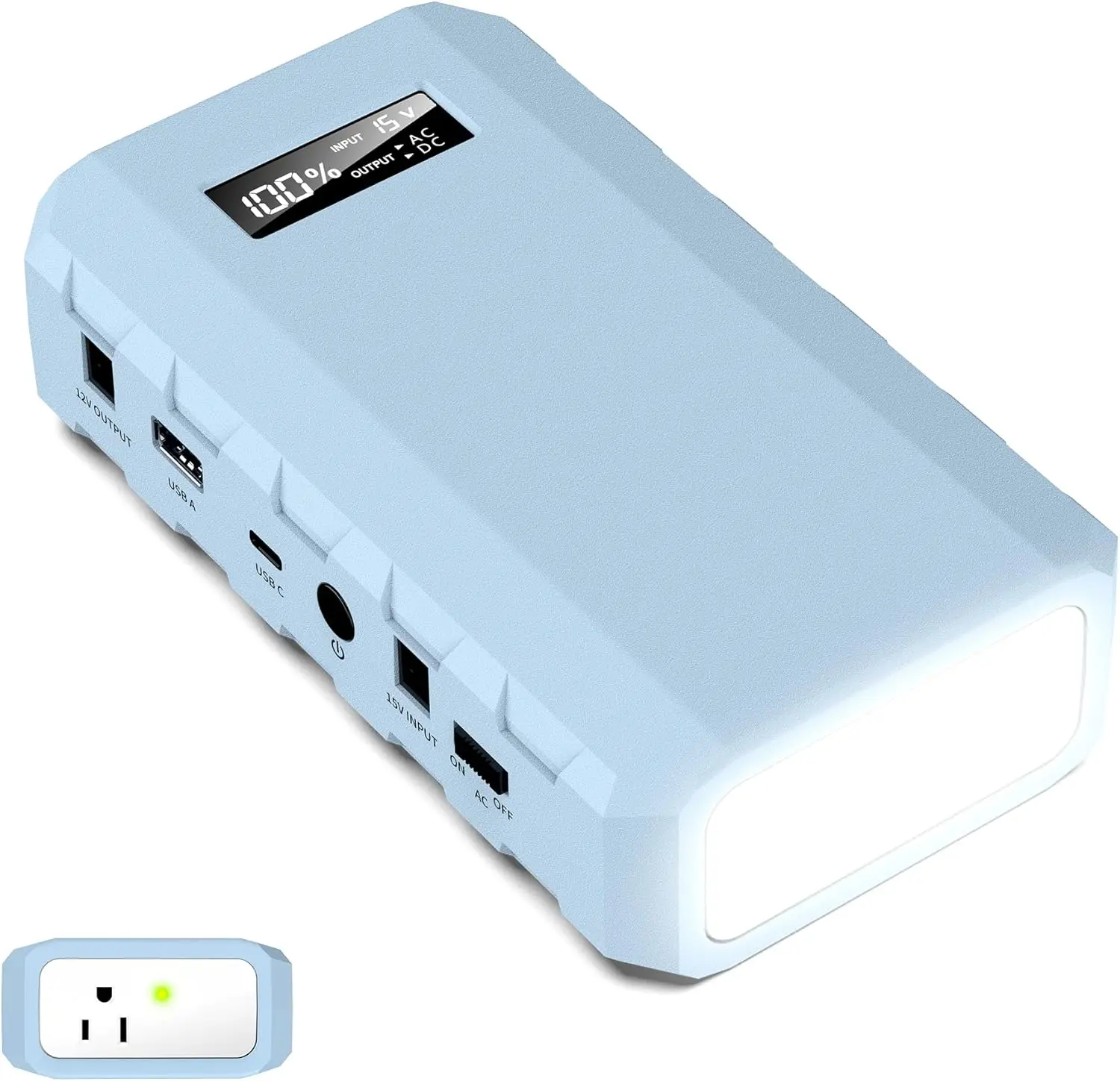 24000mAh Portable Charger with AC Outlet, QC 3.0 USB-C, DC Output, LED Flashlight for Travel Camping
24000mAh Portable Charger with AC Outlet, QC 3.0 USB-C, DC Output, LED Flashlight for Travel Camping