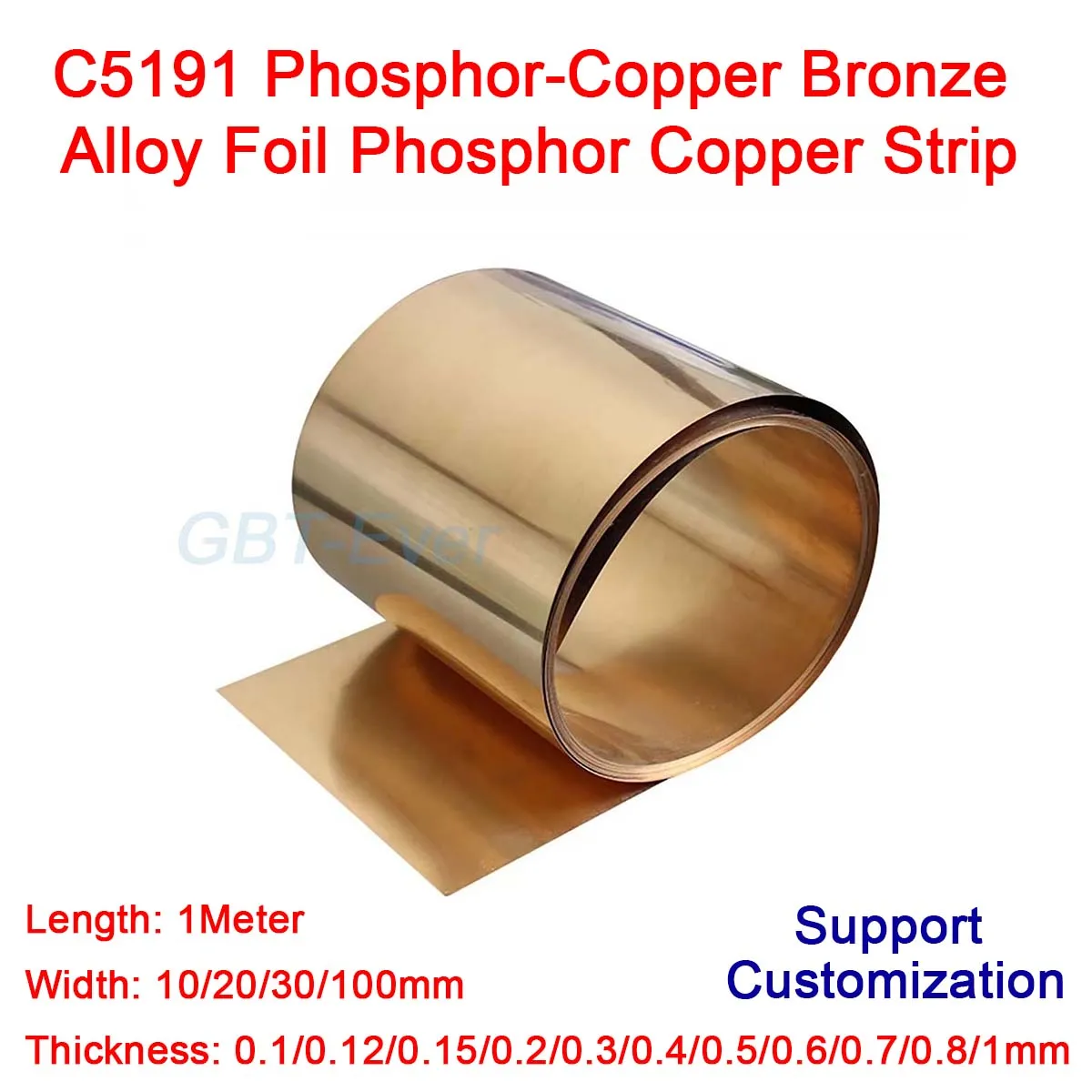 1Pcs C5191 Phosphor-Copper Bronze Alloy Foil Phosphor Copper Strip Width 10/20/30/100mm Thick 0.1-1mm Length 1Meter DIY Material
1Pcs C5191 Phosphor-Copper Bronze Alloy Foil Phosphor Copper Strip Width 10/20/30/100mm Thick 0.1-1mm Length 1Meter DIY Material