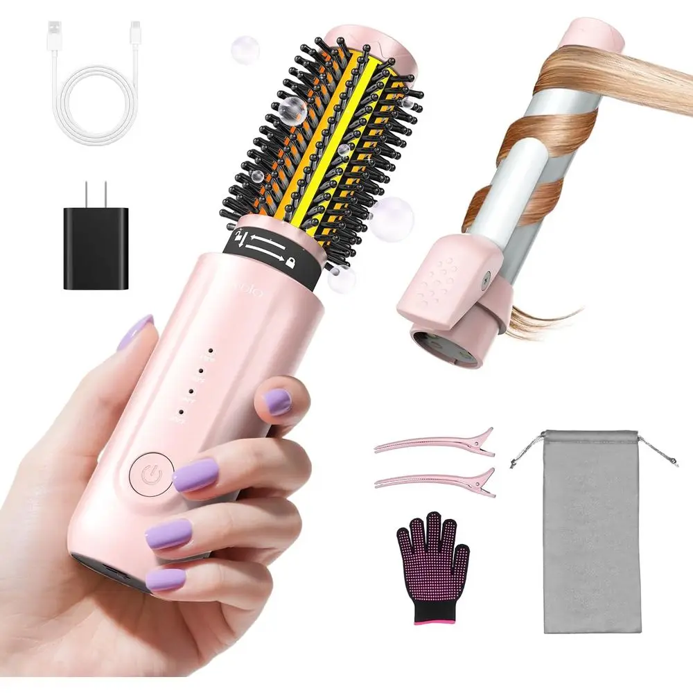 Portable Mini Travel Curling Iron Brush, 8000mAh, 4 Temp Settings, 1/1.5 inch 2-in-1, Rechargeable Hair Curler with Negative Ion
Portable Mini Travel Curling Iron Brush, 8000mAh, 4 Temp Settings, 1/1.5 inch 2-in-1, Rechargeable Hair Curler with Negative Ion