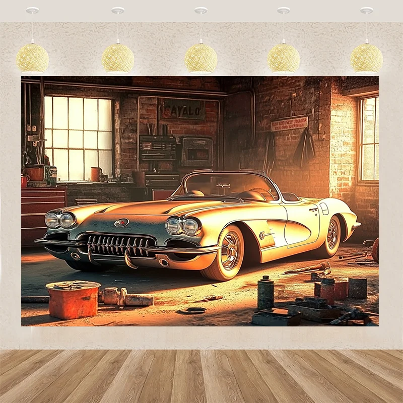 Retro supercar garage background and party banners - Polyester is perfect for birthday, wedding and festival decorations
Retro supercar garage background and party banners - Polyester is perfect for birthday, wedding and festival decorations