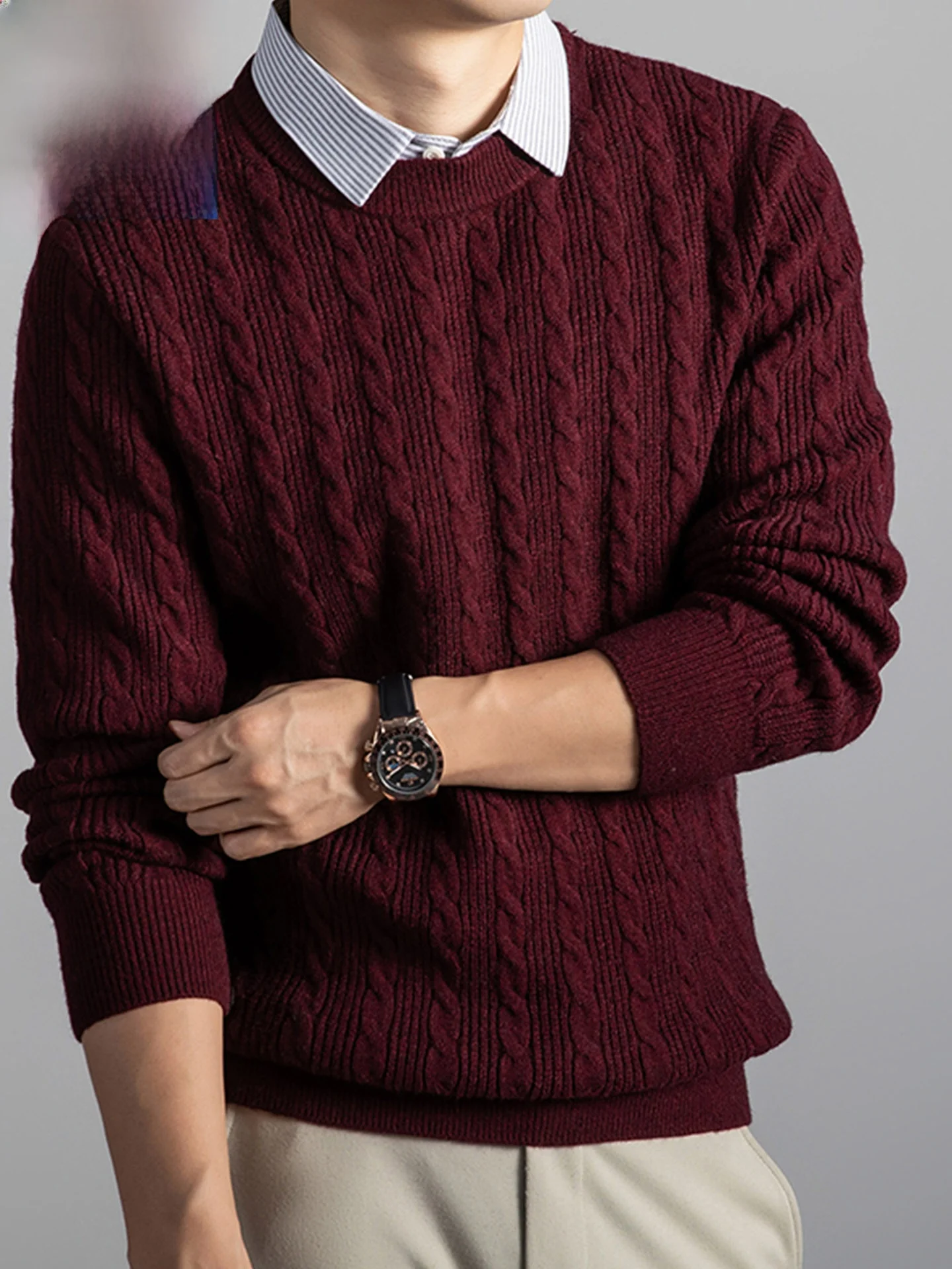 Thiened Woolen Knitted Sweater for Men Casual Sle irt Collar Inner Wear Fake Two-Piece Warm Breathable Casual Faion
Thiened Woolen Knitted Sweater for Men Casual Sle irt Collar Inner Wear Fake Two-Piece Warm Breathable Casual Faion