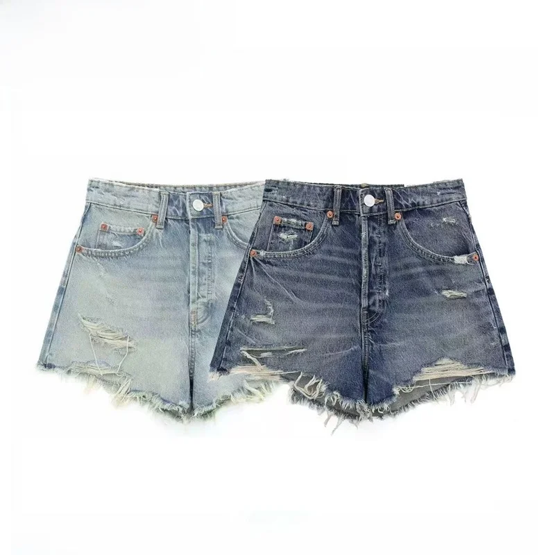 Fashionable High Waist Denim Shorts Women's Casual Straight Leg Pants mid High Waist Polyester Fiber Decorative Hole Design
Fashionable High Waist Denim Shorts Women's Casual Straight Leg Pants mid High Waist Polyester Fiber Decorative Hole Design