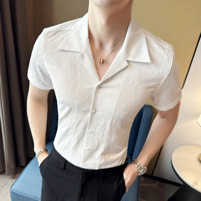 2023 Men's Summer Printed Casual Short Sleeve Shirts/Male Slim Fit High Quality Solid Color V-neck Business Short-sleeved Shirt
2023 Men's Summer Printed Casual Short Sleeve Shirts/Male Slim Fit High Quality Solid Color V-neck Business Short-sleeved Shirt