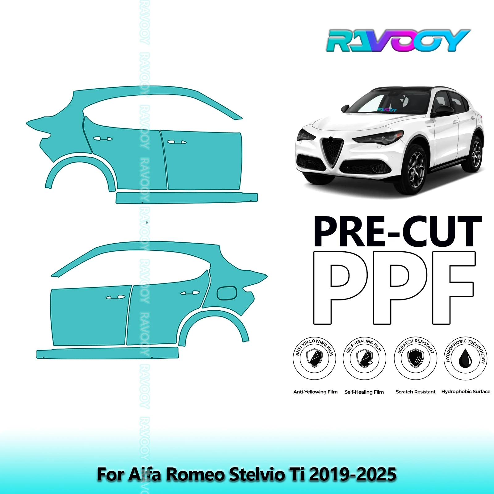 For Alfa Romeo Stelvio Ti 2019-2025 8.5mil Clear Matte Pre-Cut PPF Door & A/B Pillar Kit TPU Paint Protection Film Set
For Alfa Romeo Stelvio Ti 2019-2025 8.5mil Clear Matte Pre-Cut PPF Door & A/B Pillar Kit TPU Paint Protection Film Set