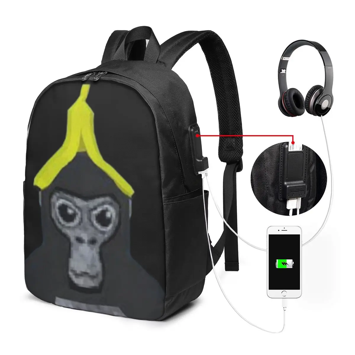 Gorilla Tag Monkey With Banana Backpack Travel Notebook Bag Computer CollegeStudent School Bag LaptopShoulder Bags for Men Women
Gorilla Tag Monkey With Banana Backpack Travel Notebook Bag Computer CollegeStudent School Bag LaptopShoulder Bags for Men Women
