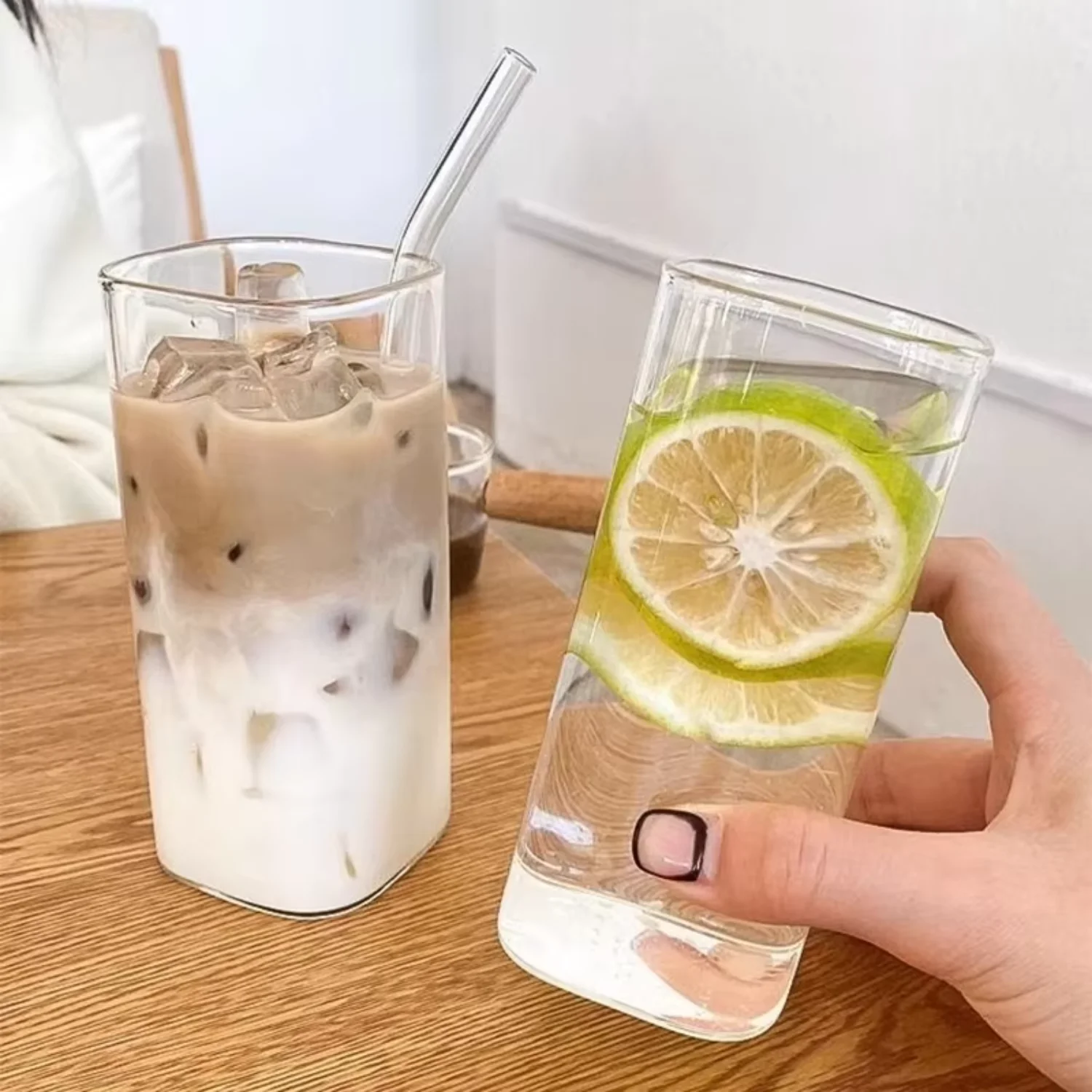 400-500ML Square Glass Cup With Lid and Straw Transparent Milk Juice Cups Ice Bottle Coffee Mug Parties Holidays Drinkware
400-500ML Square Glass Cup With Lid and Straw Transparent Milk Juice Cups Ice Bottle Coffee Mug Parties Holidays Drinkware