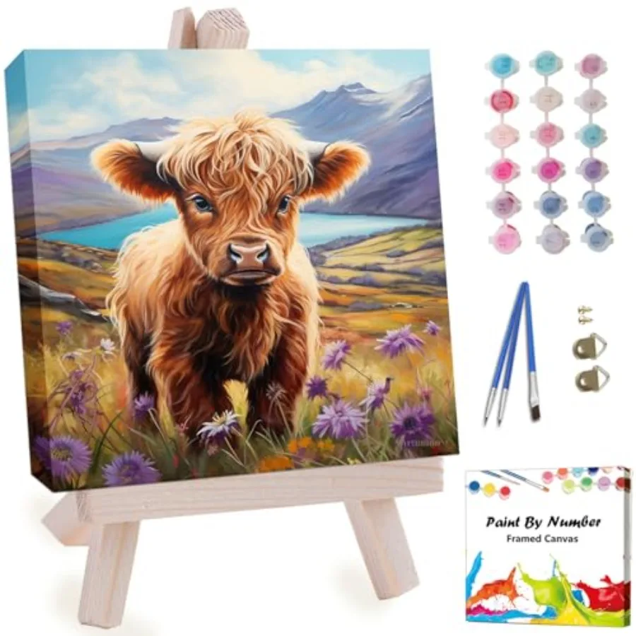 Framed Paint by Numbers Kit for Adults Beginners and Ages 8-12, Highland Cow Paint by Number with Frame, Cow Animal Paint by Nu
Framed Paint by Numbers Kit for Adults Beginners and Ages 8-12, Highland Cow Paint by Number with Frame, Cow Animal Paint by Nu