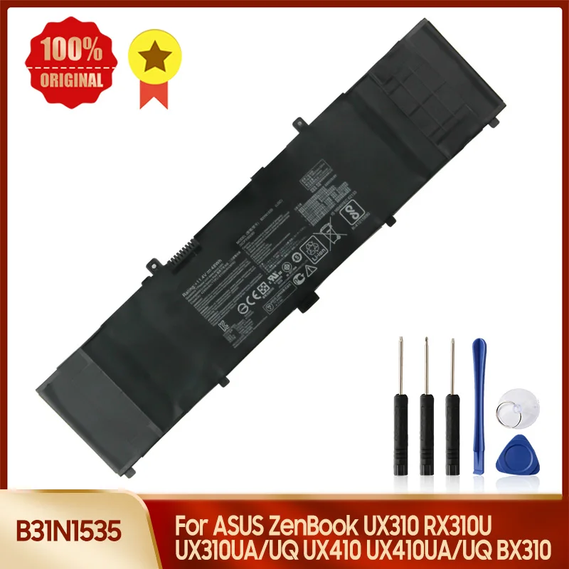 Сменный аккумулятор B31N1535 для ASUS ZenBook UX310 RX310U UX310UA/UQ UX410 UX410UA/UQ BX310, аккумуляторы с инструментом
Сменный аккумулятор B31N1535 для ASUS ZenBook UX310 RX310U UX310UA/UQ UX410 UX410UA/UQ BX310, аккумуляторы с инструментом