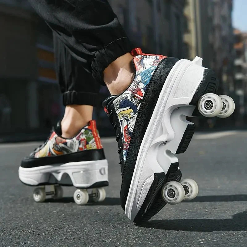 Deformation Roller Skates 4 Wheels Dual-Purpose Parkour Sports Roller Shoes Children Girls Boys Roller Skates Unisex Sneakers
Deformation Roller Skates 4 Wheels Dual-Purpose Parkour Sports Roller Shoes Children Girls Boys Roller Skates Unisex Sneakers