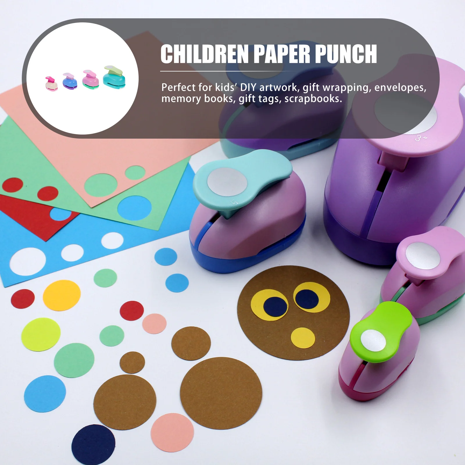 4Pcs Portable Paper Punch Circle Shape Making Punch Easy Use for DIY Labels Tags Scrapbooks At Home
4Pcs Portable Paper Punch Circle Shape Making Punch Easy Use for DIY Labels Tags Scrapbooks At Home