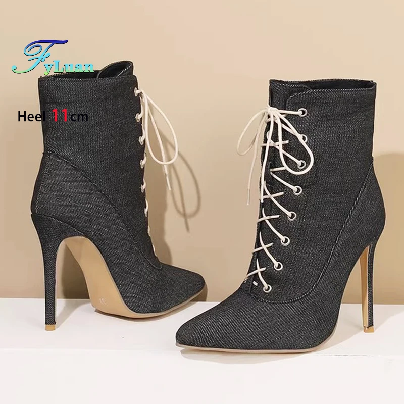 Размер 34–43. Синие джинсовые короткие сапоги на тонком каблуке. Весна-Осень 202. Женская обувь с острым носком на шнуровке. Модные женские ботильоны 11 см.
Размер 34–43. Синие джинсовые короткие сапоги на тонком каблуке. Весна-Осень 202. Женская обувь с острым носком на шнуровке. Модные женские ботильоны 11 см.