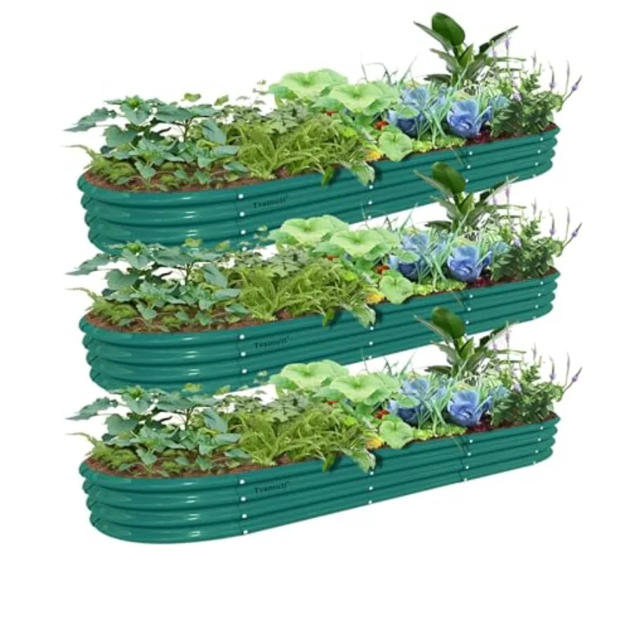 3 Pack 12x2x1FT Galvanized Oval Metal Raised Garden Bed Kit Outdoor Bottomless Planter for Vegetables Flowers Herbs Fruits Gree
3 Pack 12x2x1FT Galvanized Oval Metal Raised Garden Bed Kit Outdoor Bottomless Planter for Vegetables Flowers Herbs Fruits Gree