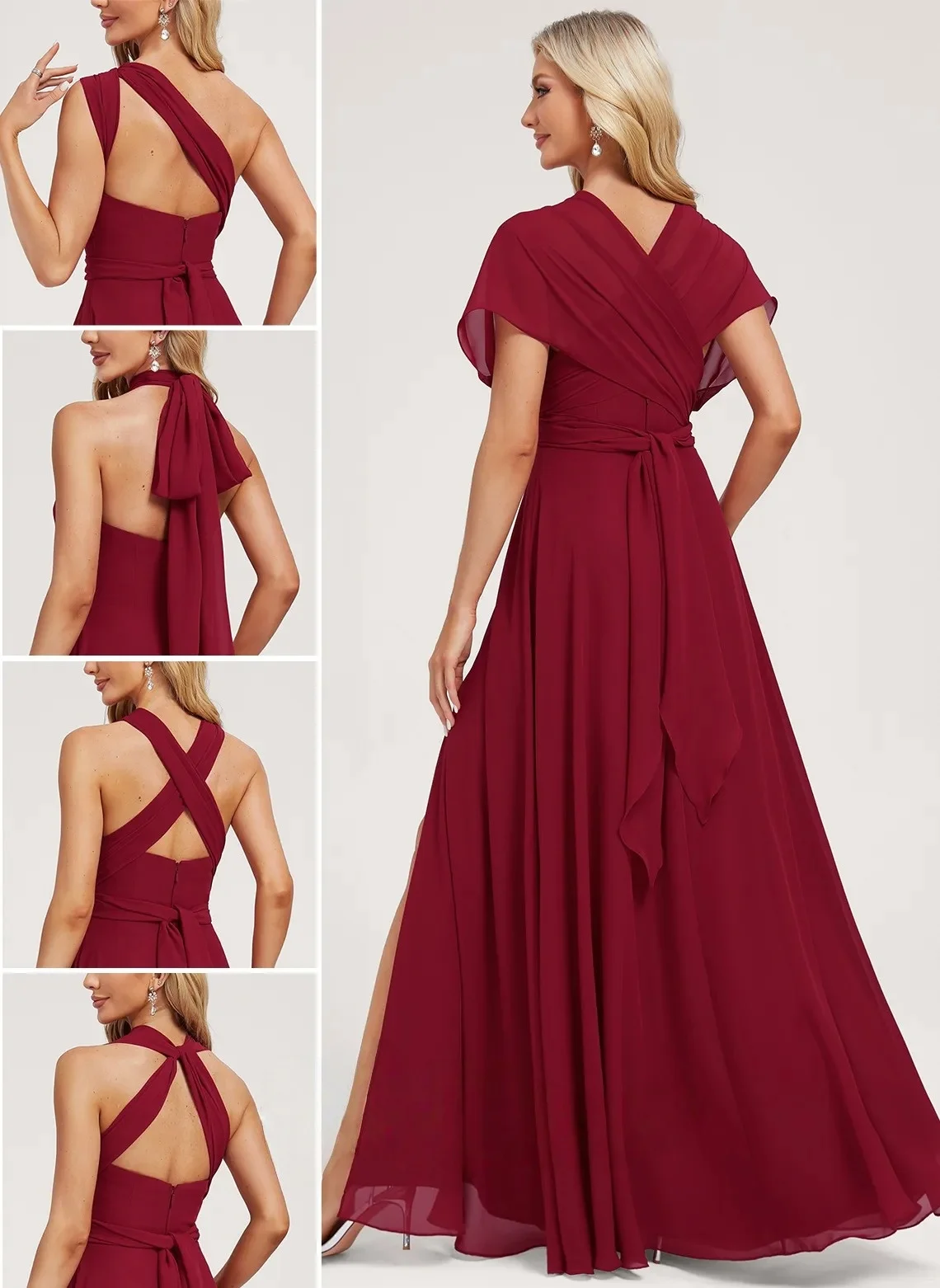 Fashion Cross Backless Convertible V-Neck One Shoulder Long Dress Slim Evening Gown Bridesmaid Dress Formal Event Party Dress
Fashion Cross Backless Convertible V-Neck One Shoulder Long Dress Slim Evening Gown Bridesmaid Dress Formal Event Party Dress