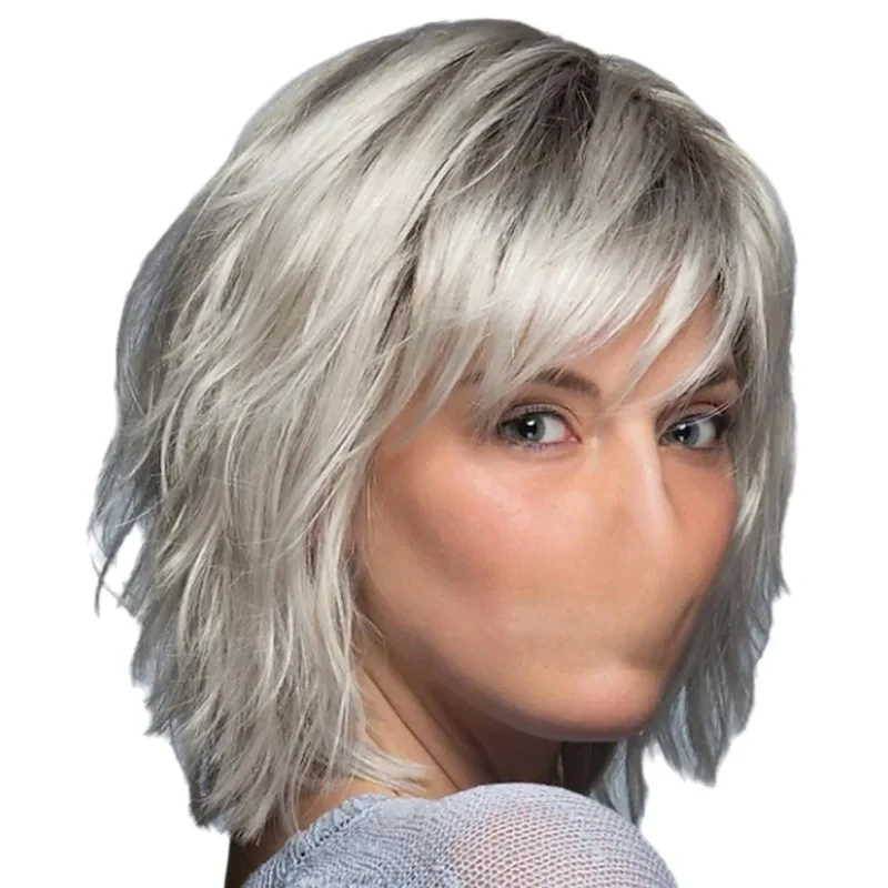 New style gradient white gold short curly hair with fashionable bob hairstyle Synthetic fiber wig
New style gradient white gold short curly hair with fashionable bob hairstyle Synthetic fiber wig