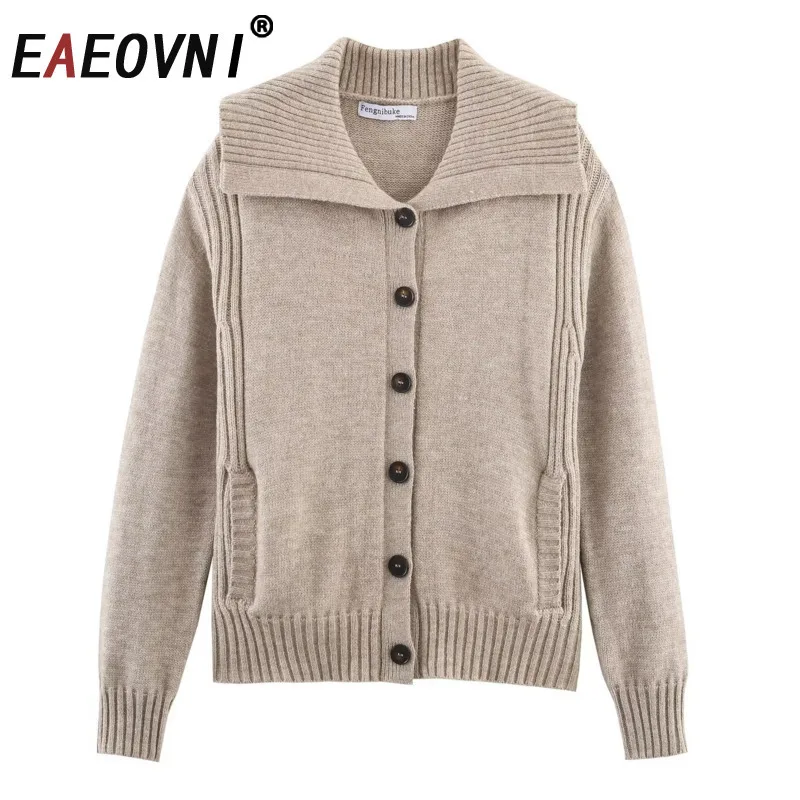 EAEOVNI Solid Color Casual Knitted Sweater Lapel Long Sleeve Button Fashion Cardigan Coat Versatile Autumn Winter New Clothing
EAEOVNI Solid Color Casual Knitted Sweater Lapel Long Sleeve Button Fashion Cardigan Coat Versatile Autumn Winter New Clothing