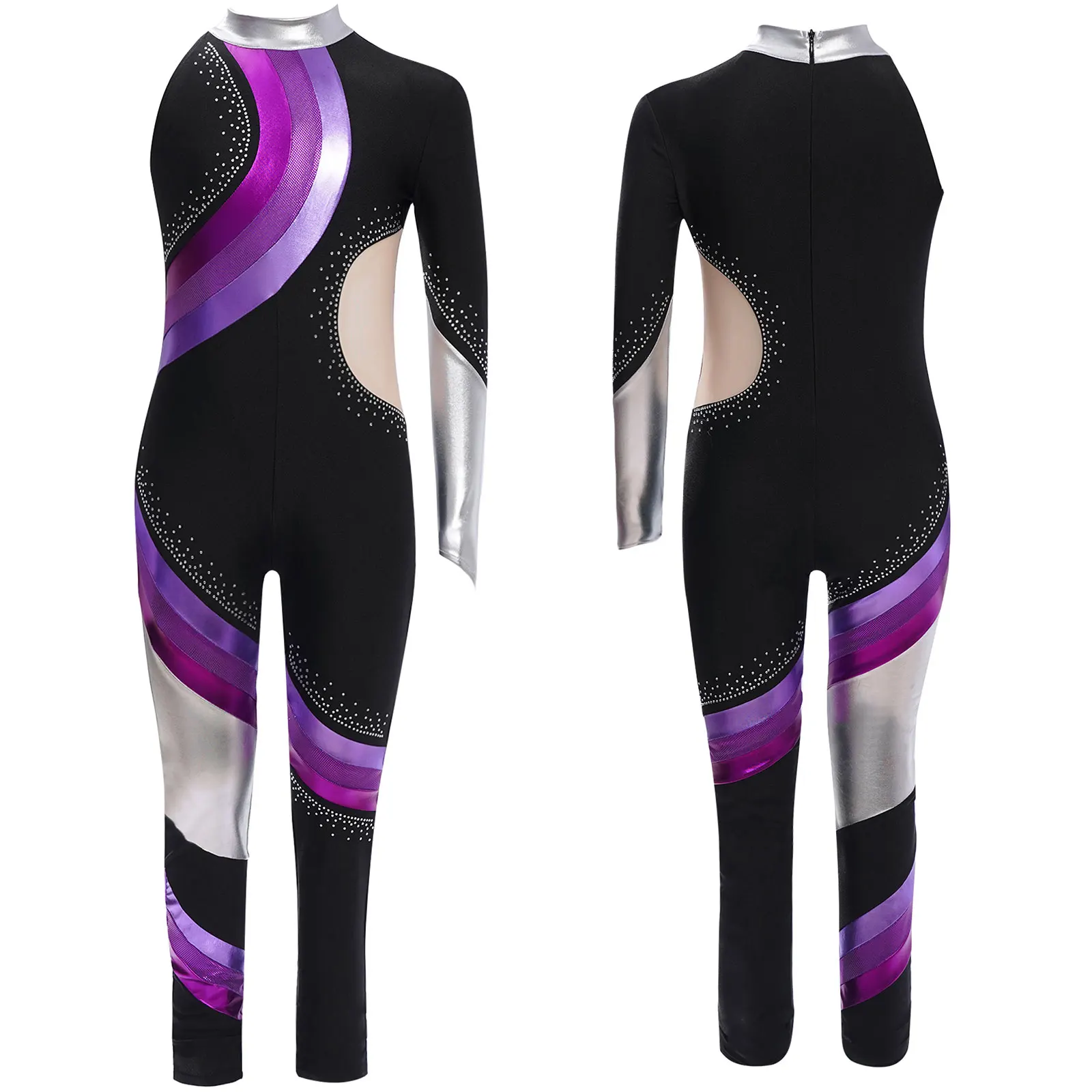 Kids Girls Rhythmic Gymnastics Jumpsuit Shiny Rhinestones Color Block Asymmetrical Full Length Leotard Bodysuit Ballet Costume
Kids Girls Rhythmic Gymnastics Jumpsuit Shiny Rhinestones Color Block Asymmetrical Full Length Leotard Bodysuit Ballet Costume