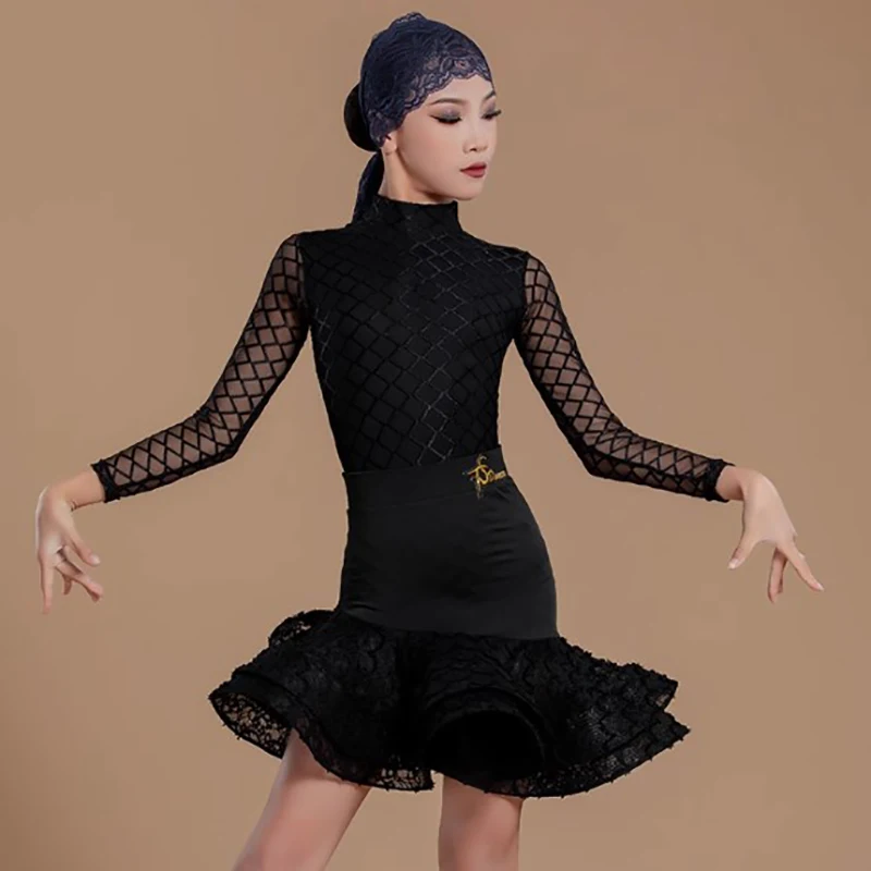 Kids Girls Latin Dance Practice for Children Mesh Long Sleeve Bodysuit and Big Swing Skirts Rumber Chacha Dancewear Costumes
Kids Girls Latin Dance Practice for Children Mesh Long Sleeve Bodysuit and Big Swing Skirts Rumber Chacha Dancewear Costumes