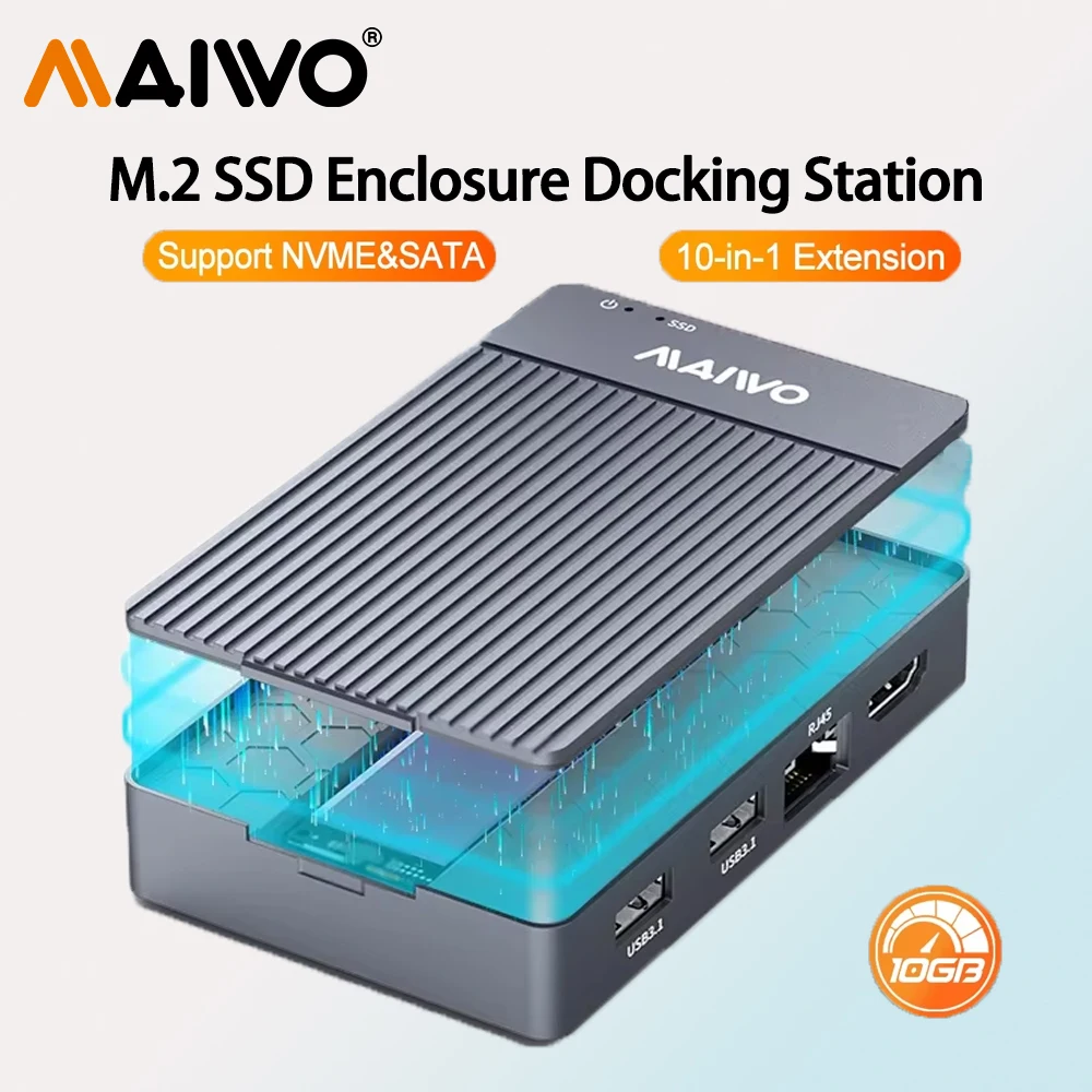 MAIWO 11-in-1 10Gbps USB-C Docking Station M.2 NVME SATA SSD Case 100W Ethernet SD/TF Card Reader Magnetic Aluminium Cover
MAIWO 11-in-1 10Gbps USB-C Docking Station M.2 NVME SATA SSD Case 100W Ethernet SD/TF Card Reader Magnetic Aluminium Cover
