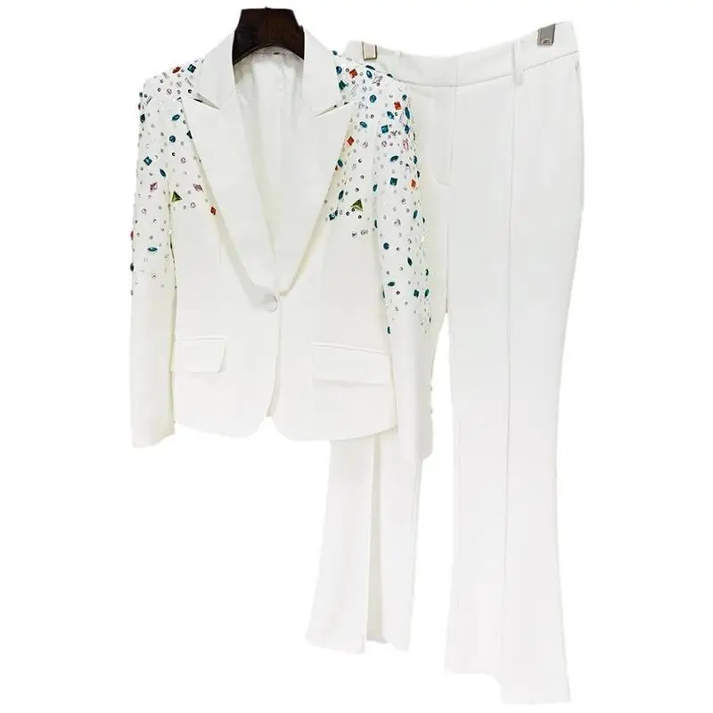 Slim Fit Rhinestone Tailored Suit Women's Fashion Set Summer Cross-Border Pearl Buttoned Work Uniform School Uniform
Slim Fit Rhinestone Tailored Suit Women's Fashion Set Summer Cross-Border Pearl Buttoned Work Uniform School Uniform