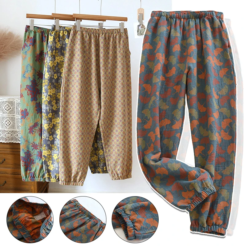 Spring Summer Women's Pajamas Pants Cotton Crepe Printed Pants Comfortable Loose Elastic Waist Large Home Thin Bottoms Trousers
Spring Summer Women's Pajamas Pants Cotton Crepe Printed Pants Comfortable Loose Elastic Waist Large Home Thin Bottoms Trousers