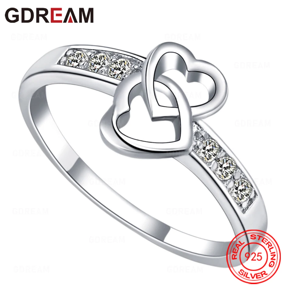 GDREAM 925 Sterling Silver Double Heart Zirconia Ring For Women - Vintage Style, Personalized Accessory, Gift, Jewelry
GDREAM 925 Sterling Silver Double Heart Zirconia Ring For Women - Vintage Style, Personalized Accessory, Gift, Jewelry