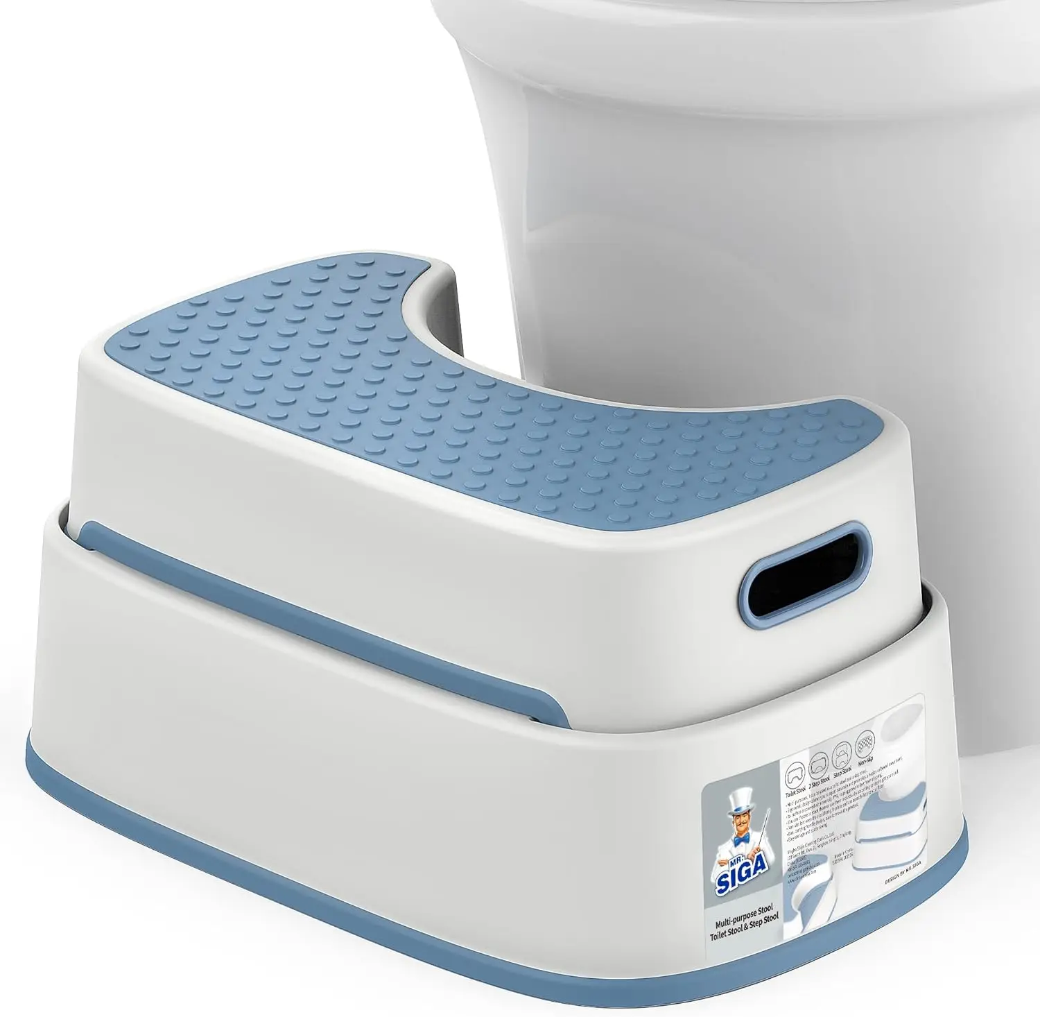 Heavy-Duty Anti-Slip Toilet Step Stool for Adults and Kids, Adjustable Height, White & Grayish Blue
Heavy-Duty Anti-Slip Toilet Step Stool for Adults and Kids, Adjustable Height, White & Grayish Blue