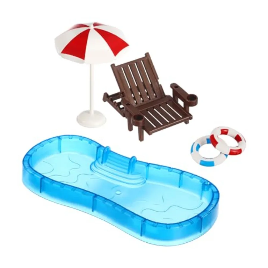 Dollhouse Swimming Pool Set, 1: 12 Scale Miniature Pool Set, Dollhouse Scene Accessories with Lounge Chair, Umbrella, Swim Ring
Dollhouse Swimming Pool Set, 1: 12 Scale Miniature Pool Set, Dollhouse Scene Accessories with Lounge Chair, Umbrella, Swim Ring