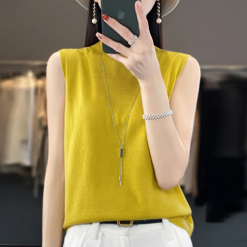 Half high collar solid color sleeveless top for spring and summer women's new pullover soft and versatile Blouse
Half high collar solid color sleeveless top for spring and summer women's new pullover soft and versatile Blouse
