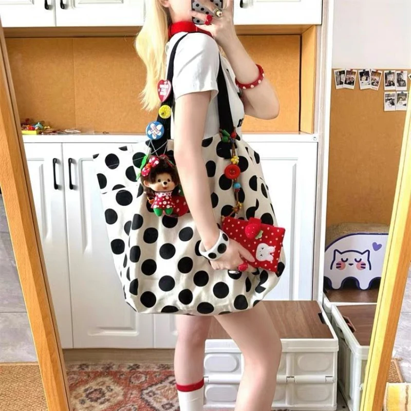 Polka Dot Canvas Tote Bag Women Large Capacity Shoulder Bag Casual Student Commute Handbag Korean Minimalist Design Underarm Bag
Polka Dot Canvas Tote Bag Women Large Capacity Shoulder Bag Casual Student Commute Handbag Korean Minimalist Design Underarm Bag
