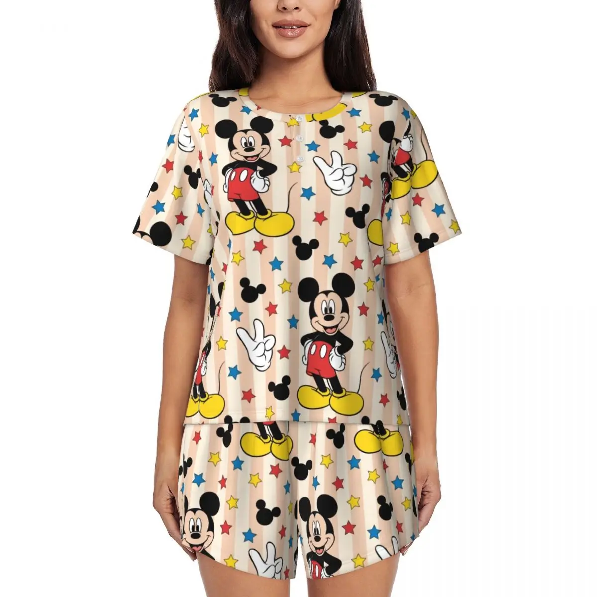 Women's Cartoon Animation Minnie Mickey Mouse Pajamas Set Custom Print 2 Piece Pjs Sets Short Sleeve Sleepwear Loungewear
Women's Cartoon Animation Minnie Mickey Mouse Pajamas Set Custom Print 2 Piece Pjs Sets Short Sleeve Sleepwear Loungewear