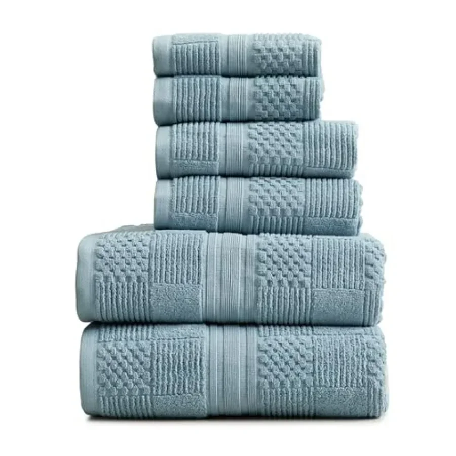 Bathroom towel set: 100 cotton, blue, geometric textured design, absorbent quick-dry, Oeko-TEX Standard 100 certified
Bathroom towel set: 100 cotton, blue, geometric textured design, absorbent quick-dry, Oeko-TEX Standard 100 certified