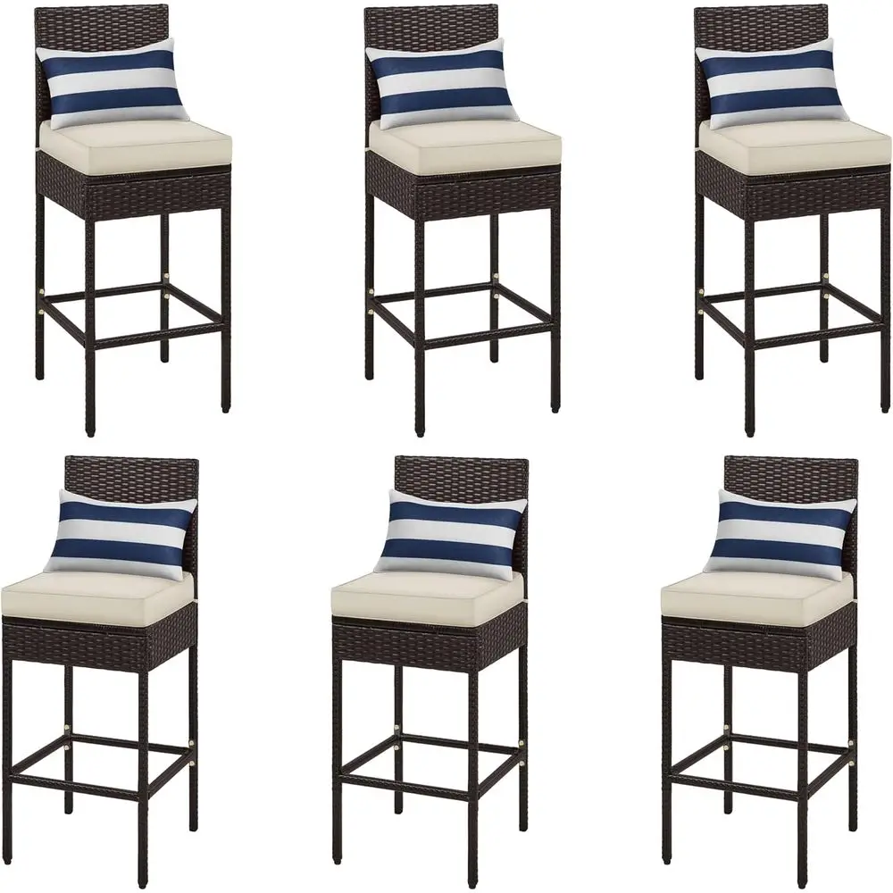 6-Piece Outdoor Rattan Bar Stool Set with Cushions, Suitable for Backyard/Porch, 300Lb Capacity, Brown/Beige
6-Piece Outdoor Rattan Bar Stool Set with Cushions, Suitable for Backyard/Porch, 300Lb Capacity, Brown/Beige