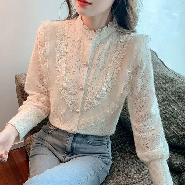 2024 Elegant Blouses Turtleneck Solid Color All-match Summer Lace Shirt Long Sleeve Woman's New T309
2024 Elegant Blouses Turtleneck Solid Color All-match Summer Lace Shirt Long Sleeve Woman's New T309