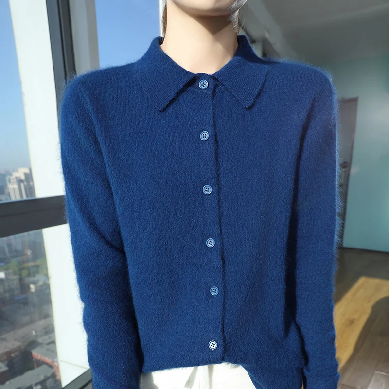 100% Mink Cashmere Women's Sweater Shirt Autumn Winter Solid Color Buttoned Cardigan Polo Collar Soft Warm Office Lady Clothing
100% Mink Cashmere Women's Sweater Shirt Autumn Winter Solid Color Buttoned Cardigan Polo Collar Soft Warm Office Lady Clothing