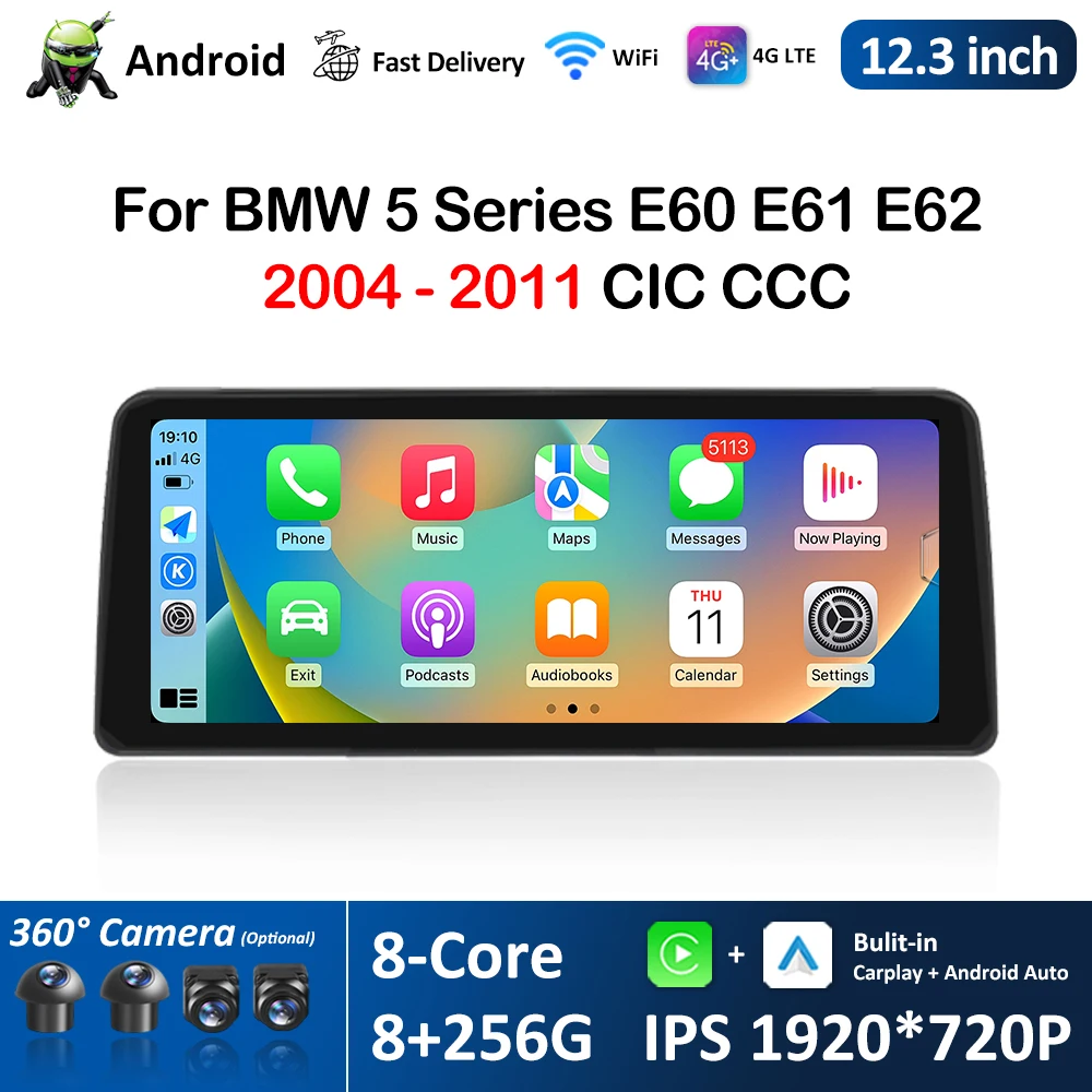 GPS Navi Android Car Radio Video Multimedia Player 12.3'' for BMW 5 Series E60 E61 E62 2004 - 2011 CIC CCC System DSP Stereo
GPS Navi Android Car Radio Video Multimedia Player 12.3'' for BMW 5 Series E60 E61 E62 2004 - 2011 CIC CCC System DSP Stereo