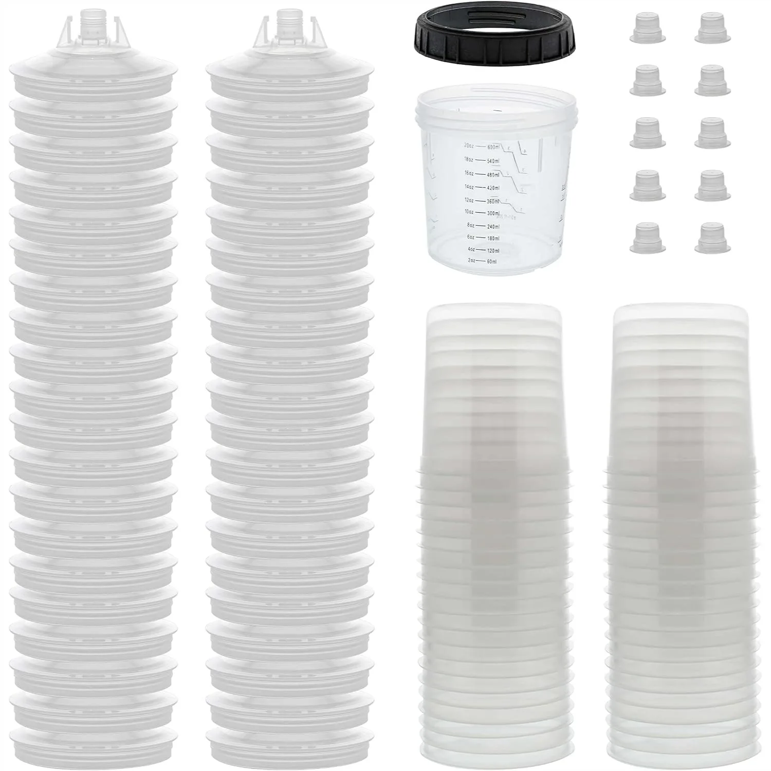 Disposable Paint Spray Gun Cup Liners and Lid System, 40 Pack 20 Ounce (600ml) Kit with Strainers
Disposable Paint Spray Gun Cup Liners and Lid System, 40 Pack 20 Ounce (600ml) Kit with Strainers