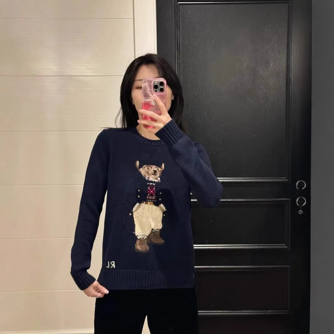 Ретро Sle с вышивкой медведя, тяжелый рабочий свободный вязаный свитер, новинка осени и зимы, модная женская смесь хлопка
Ретро Sle с вышивкой медведя, тяжелый рабочий свободный вязаный свитер, новинка осени и зимы, модная женская смесь хлопка