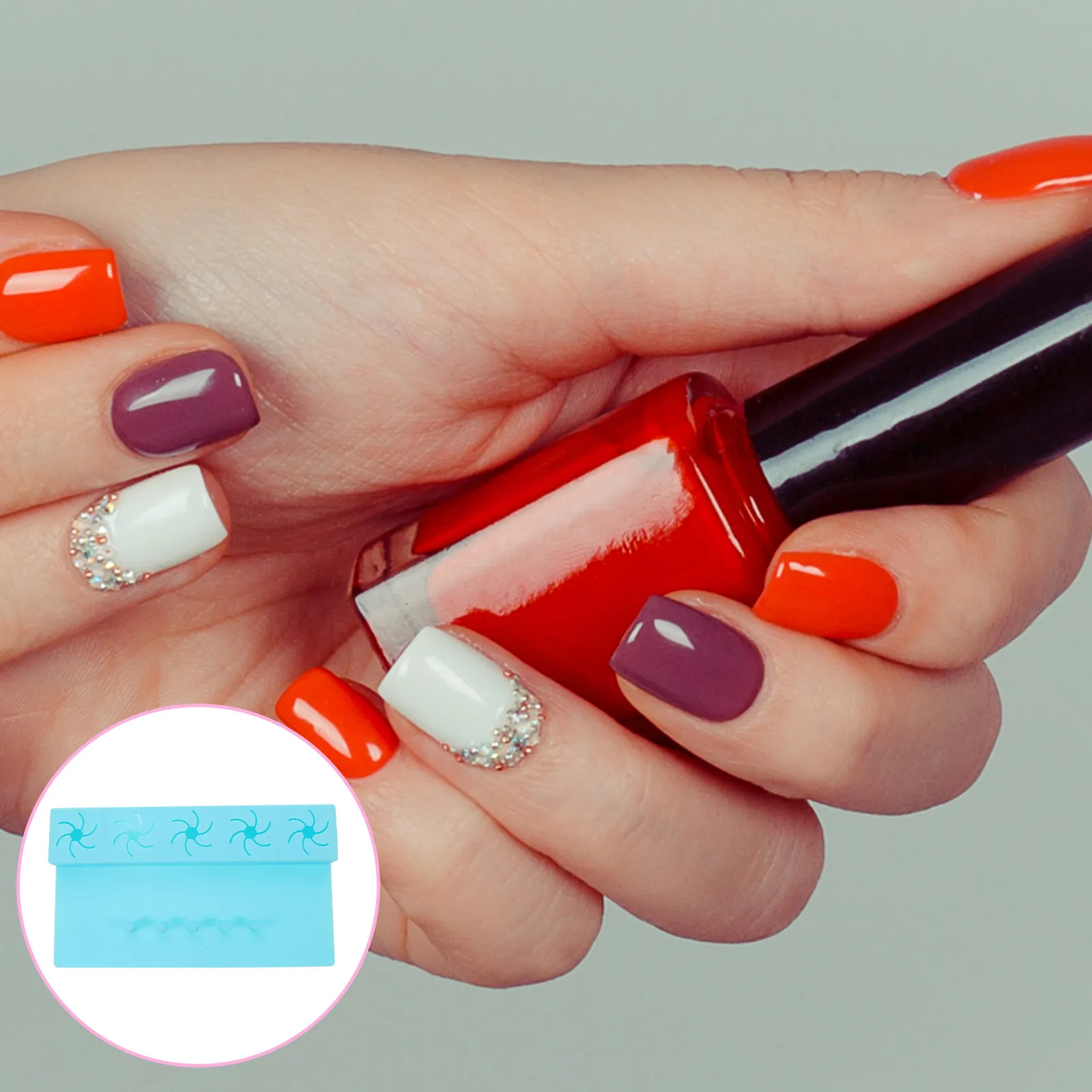 Silicone Nail Polish Bottle Holder Organizer Holds 5 Bottles Non-Slip Smooth Surface Easy Clean Nail Polish Display Stand
Silicone Nail Polish Bottle Holder Organizer Holds 5 Bottles Non-Slip Smooth Surface Easy Clean Nail Polish Display Stand