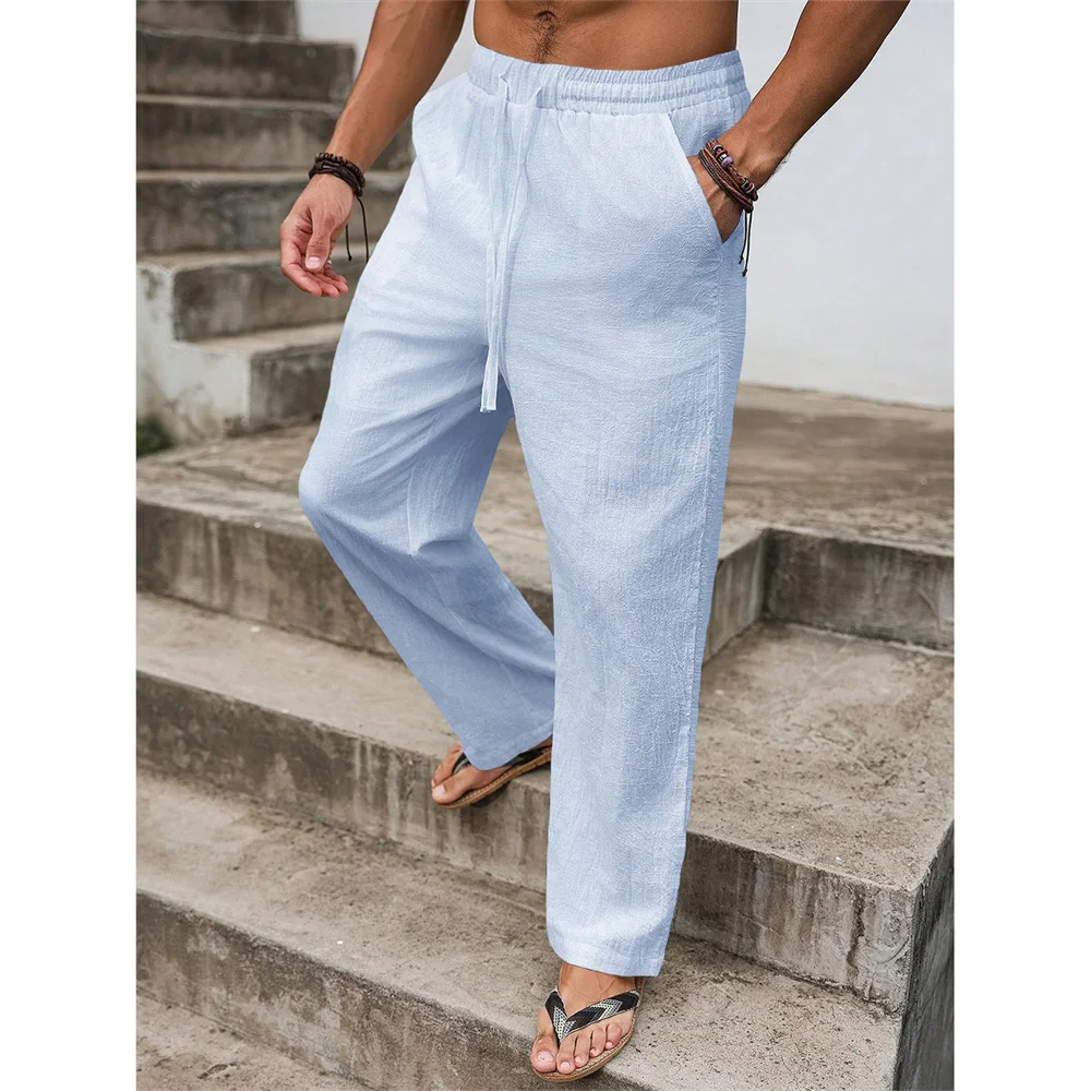 Men's Cotton Linen Pants Solid Color Breathable Lightweight Straight Leg Elastic Waist Casual Trousers Classic Male Pants
Men's Cotton Linen Pants Solid Color Breathable Lightweight Straight Leg Elastic Waist Casual Trousers Classic Male Pants