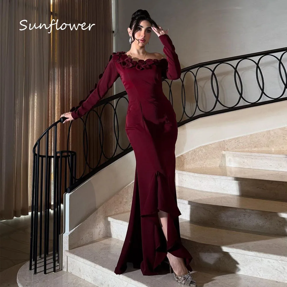Sunflower Appliques Off the Shoulder Crepe Mermaid Evening Dress Customized Long Sleeve Wedding Party Gowns For Women 2025
Sunflower Appliques Off the Shoulder Crepe Mermaid Evening Dress Customized Long Sleeve Wedding Party Gowns For Women 2025