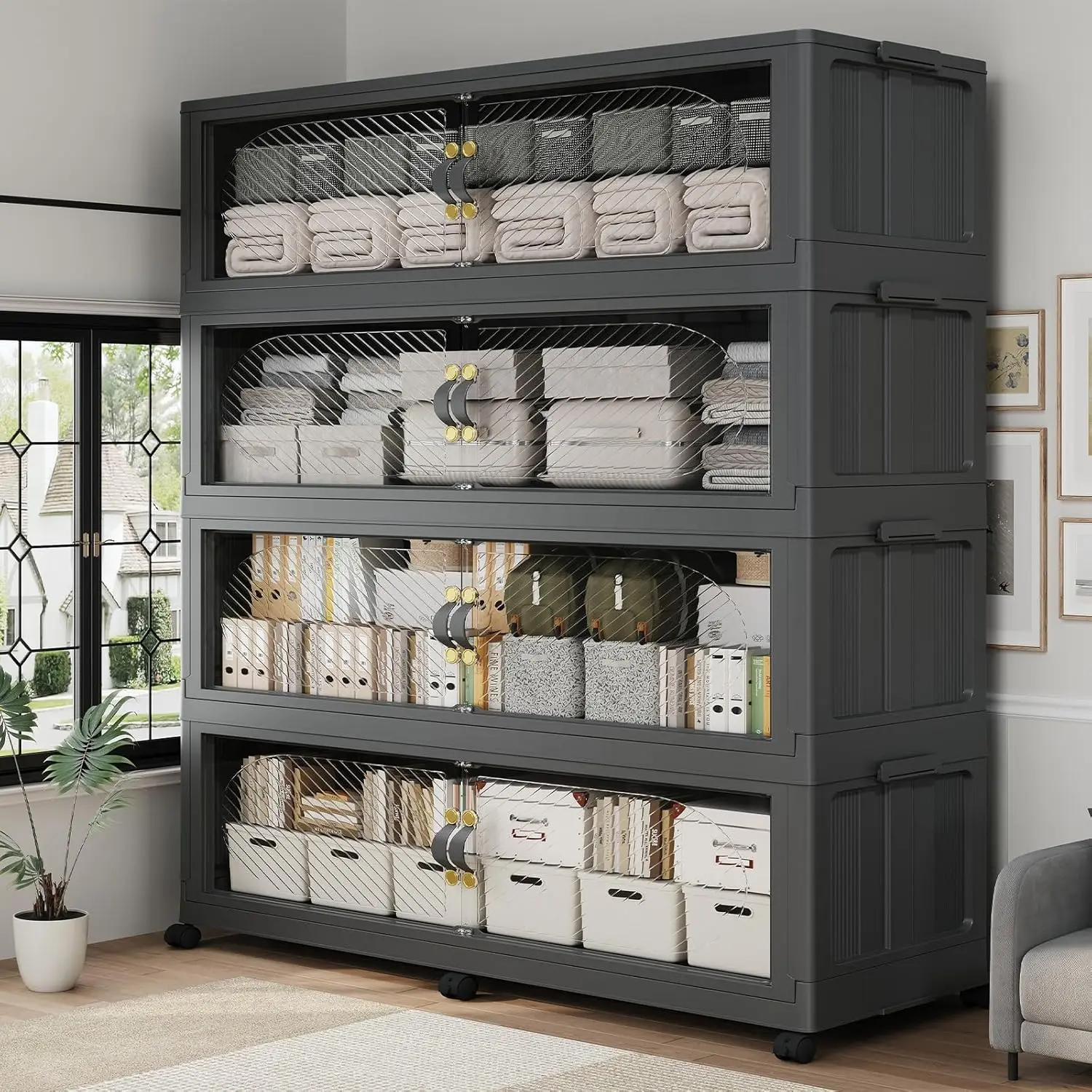 320GAL/1280QT Plastic Storage Bins with Lids & Wheels, Collapsible Stackable Storage Boxes, Large Folding Cabinet Organizers for
320GAL/1280QT Plastic Storage Bins with Lids & Wheels, Collapsible Stackable Storage Boxes, Large Folding Cabinet Organizers for