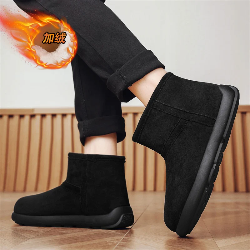 New Pair of Round-toed Fleece Warm Thick-soled Anti-slip Outdoor Men's Plus-size Snow Boots in Solid Color with Fleece Surface
New Pair of Round-toed Fleece Warm Thick-soled Anti-slip Outdoor Men's Plus-size Snow Boots in Solid Color with Fleece Surface