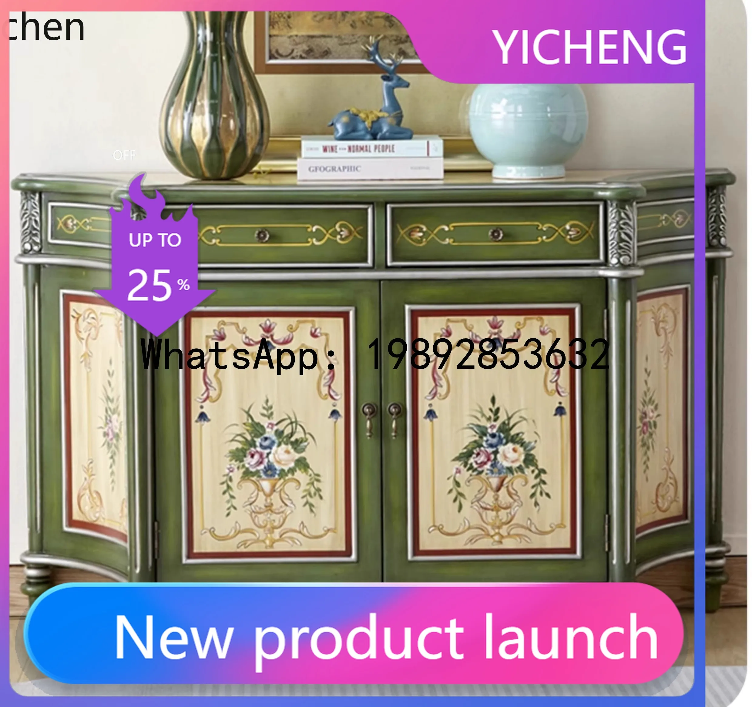 B-3 retro semicircular porch table storage drawer hand-painted wall decorative cabinet
B-3 retro semicircular porch table storage drawer hand-painted wall decorative cabinet